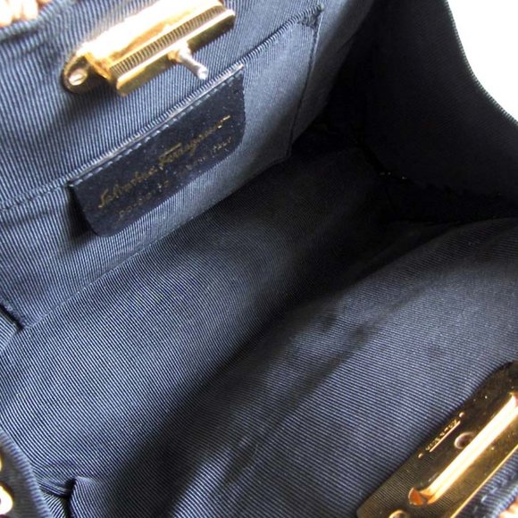 SALVATORE FERRAGAMO Gancini chain straw shoulder bag - Picture 8 of 12